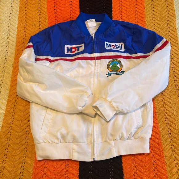 1980s Color blocked Mobil Racing jacket with Terry cloth lining - from HDT appar - Picture 13 of 13